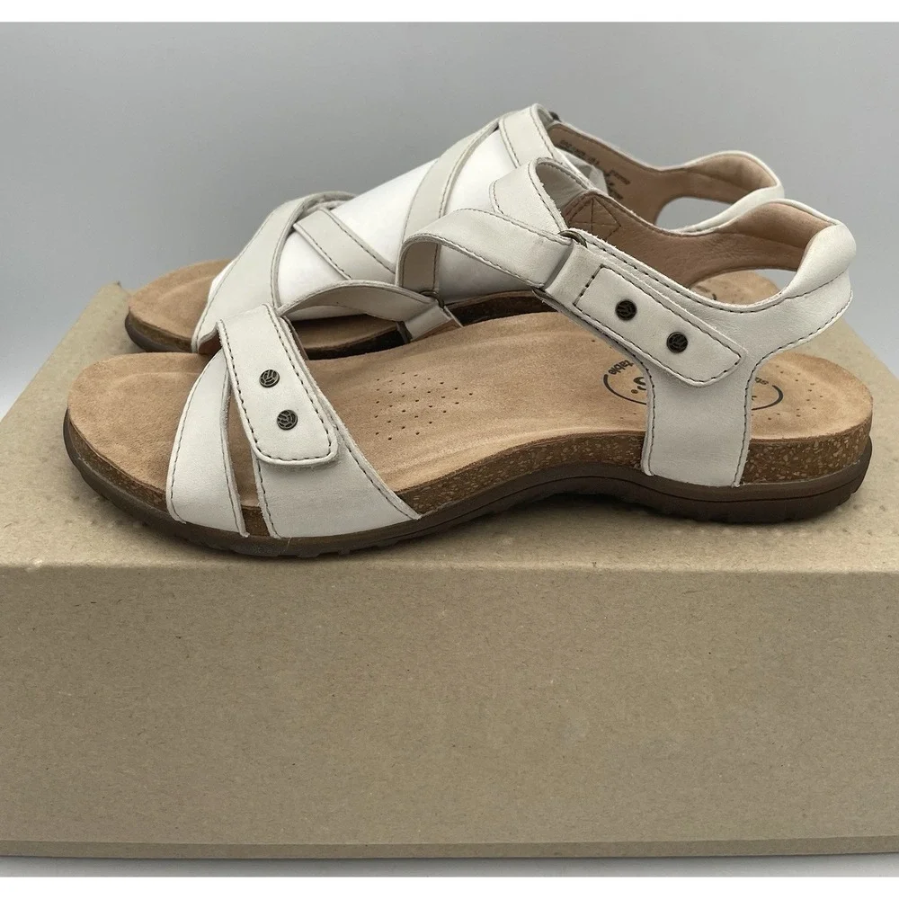 Taos Footwear Women's Leather Sandals Grand Z Off White 6M New In Box Comfort